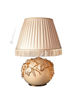 LAMPADA da tavolo abat-jour ceramica artistica stile Barocco dettaglio oro 24k cristalli swarovski