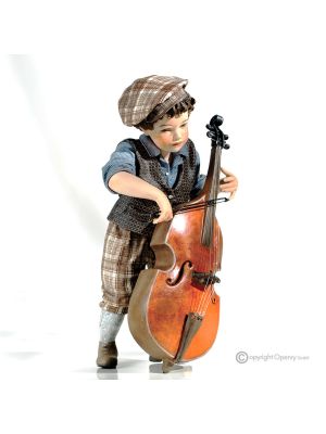 DIZZY - Fatte in Italia, bambole: musicista con contrabbasso in porcellana.