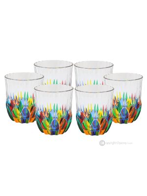 ADAGIO Set 6 bicchieri acqua dipinti a mano autentici moderni in vetro di qualità superiore.