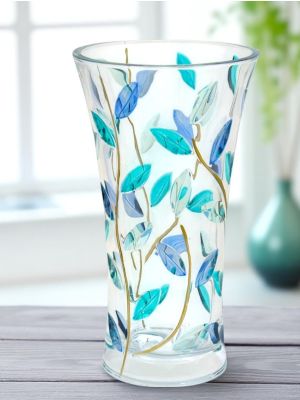 LAURUS Vaso dipinto a mano autentico moderno decorativo in vetro di qualità superiore.