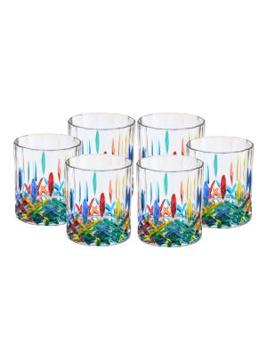 OPERA Set 6 bicchieri dipinti a mano autentici moderni in vetro di qualità superiore.