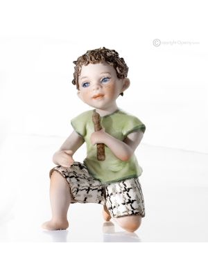 ENZO Capodimonte, musicista con flauto statuetta in porcellana d’eccellenza.