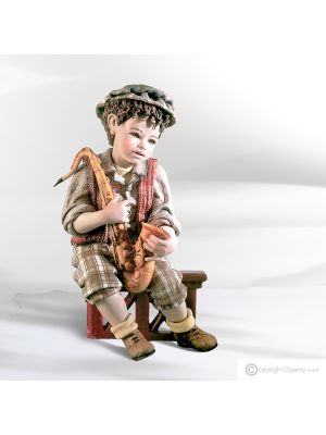 IL GRANDE JAZZ 2 - Eleganza italiana musicista con saxofono dipinta a mano.