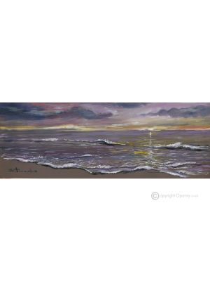 IN RIVA AL MARE Dipinto acrilico su tela moderno Made in Italy 