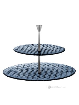 MANHATTAN Alzata a piani per dolci e frutta vetro di qualità superiore dipinto a mano.