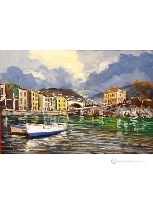 MARE Dipinto acrilico su tela moderno Made in Italy 