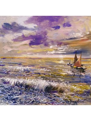 MARE Dipinto acrilico su tela moderno Made in Italy 