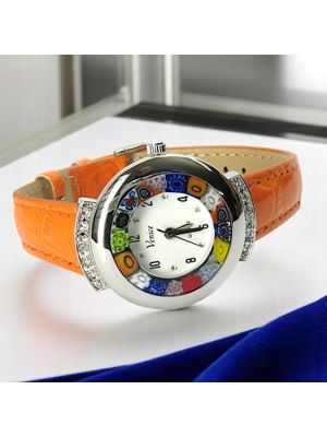 STAR OROLOGIO da polso con Murrine vetro di Murano fatto a mano autentico Made in Italy