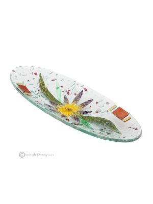 ASTER - Centrotavola, vassoio, piatto da portata vetro artistico fatto a mano design floreale