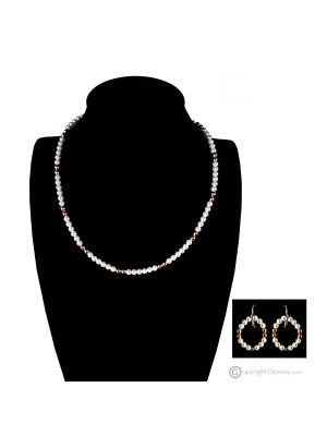 PRINCESSIN – Set collana e orecchini, perle di conchiglie ed ematite oro, realizzato a mano.