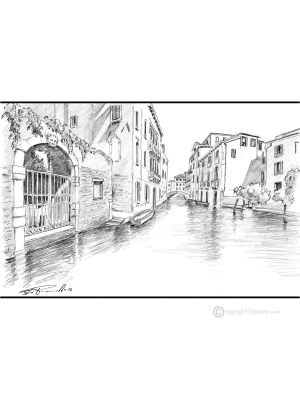 RIO SAN GIOVANNI LATERANO - VENEZIA Disegno con matita su cartoncino moderno Made in Italy 
