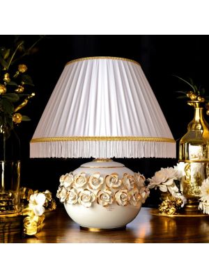 LAMPADA da tavolo abat-jour ceramica artistica stile Barocco dettaglio oro 24k Made in Italy