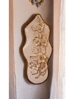 FIORI Decorazione da appendere ceramica artistica stile Barocco dettaglio oro 24k Made in Italy