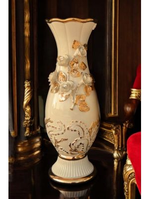 VASO Ceramica artistica stile Barocco dettaglio oro 24k Made in Italy