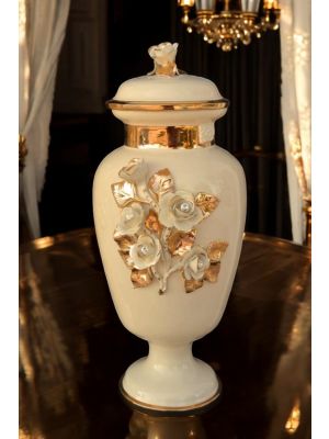 VASO Ceramica artistica stile Barocco dettaglio oro 24k Made in Italy
