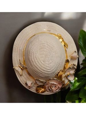 CAPPELLO Decorazione da appendere ceramica artistica stile Barocco dettaglio oro 24k Made in Italy