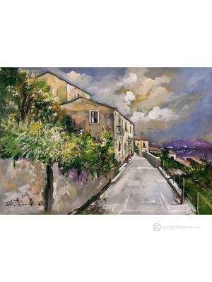 SANTA CROCE DEL SANNIO Dipinto acrilico su tela moderno Made in Italy 