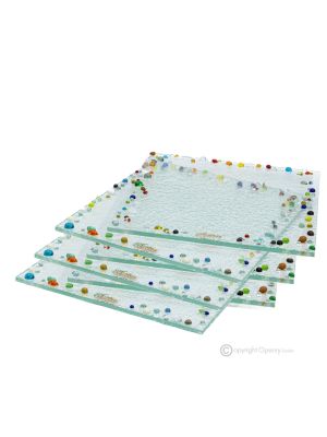 GOCCE – Set 6 sottobicchieri in vetro artistico, artigianali design moderno, fatti a mano