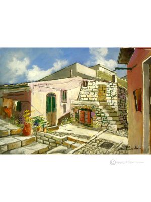 SCORCIO DI LUCANO Dipinto acrilico su tela moderno Made in Italy 