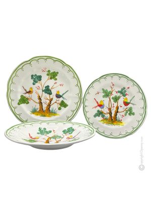 PIATTI UCCELLI Collezione set servizio piatti stoviglie ceramica di Castelli fatto dipinto a mano Made in Italy