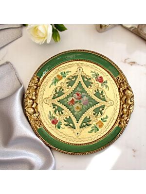 Vassoio in legno con dettagli in foglia oro 24K, ispirato alla storica arte fiorentina.