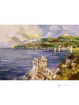 TORRE NORMANNA Dipinto acrilico su tela moderno Made in Italy 