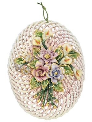 PIATTO FIORI Piatto Appendere Muro Parete Decorativo Ceramica Barocco Oro 24k Made Italy