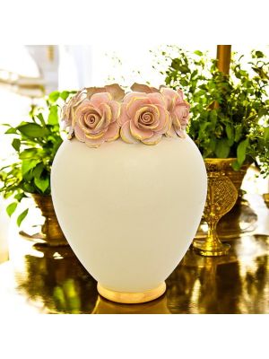AUREA Vaso Ceramica Creazioni Artistiche Stile Barocco Oro 24k Made in Italy