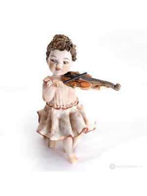 VERA - Statuetta di Capodimonte, musicista con violino in porcellana pregiata e unica.