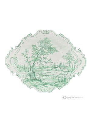 VASSOIO BAROCCO, piatto da portata in ceramica di Castelli, realizzato e decorato a mano.