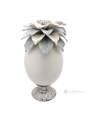 UOVO MARMOR – Centrotavola decorazione per tavolo, porcellana di Capodimonte fatto a mano