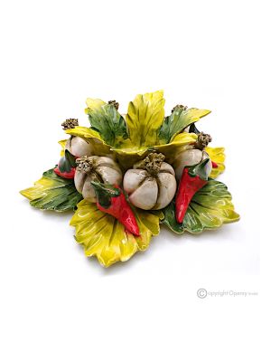 PORTACANDELA – Centrotavola decorazione per tavolo, ceramica di Capodimonte, fatta a mano