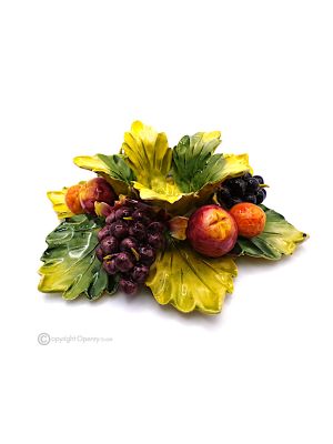 PORTACANDELA UVA – Centrotavola decorazione per tavolo, ceramica di Capodimonte, fatto a mano