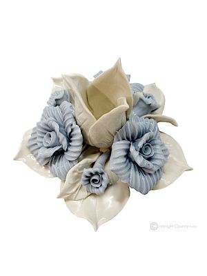 PORTACANDELA ROSE – Centrotavola decorazione per tavolo, porcellana di Capodimonte, fatto a mano