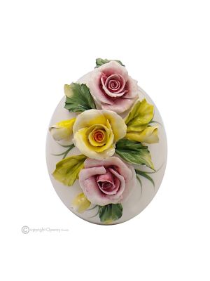 UOVO ROSE – Centrotavola decorazione per tavolo, ceramica di Capodimonte pregiata, fatta a mano