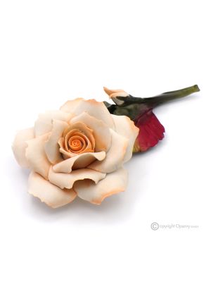 ROSA GIALLO – Fiore da appendere in porcellana di Capodimonte, realizzato a mano, alta qualità