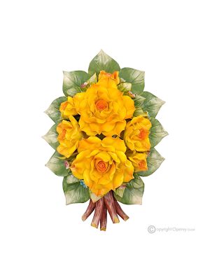 ROSE - Ramo floreale da parete, ceramica di Capodimonte, alta qualità