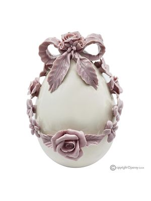 UOVO GLICINE – Centrotavola per tavolo, porcellana Capodimonte pregiata, fatto a mano