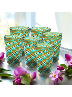 ACQUA CANNE Set 6 bicchieri tumbler in vetro di Murano Made in Italy