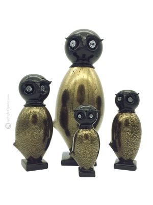 GUFO vetro soffiato di Murano foglia oro 24k artigianato autentico Made in Italy