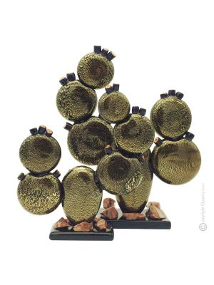 CACTUS vetro soffiato di Murano foglia oro 24k artigianato autentico Made in Italy
