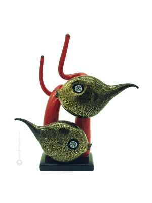 PESCI vetro soffiato di Murano foglia oro 24k artigianato autentico Made in Italy