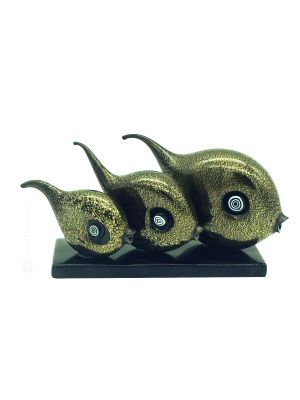 PESCI vetro soffiato di Murano foglia oro 24k artigianato autentico Made in Italy