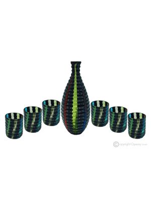 LIQUORE MURRINE Set 6 bicchieri shot con bottiglia in vetro di Murano Made in Italy