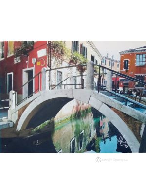 PONTE Dipinto su tela Massimo Scarpa con tecnica a encausto