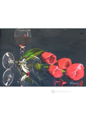 TULIPANI Dipinto su tela Massimo Scarpa con tecnica a encausto