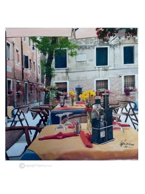 RISTORANTE Dipinto su tela Massimo Scarpa con tecnica a encausto