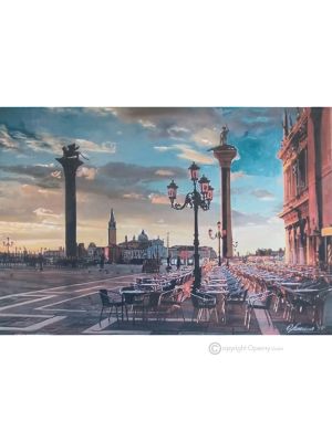 TODARO E IL LEONE Dipinto su tela Massimo Scarpa con tecnica a encausto