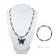 BUTTERFLY - Collana con bracciale, ematite naturale sfaccettata e galvanizzata argento, fatto a mano.