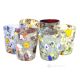 BICCHIERI LIQUORE ARLECCHINO  Set 6 bicchieri liquore autentico vetro soffiato di Murano con Murrine e foglia argento 925 Made in Italy